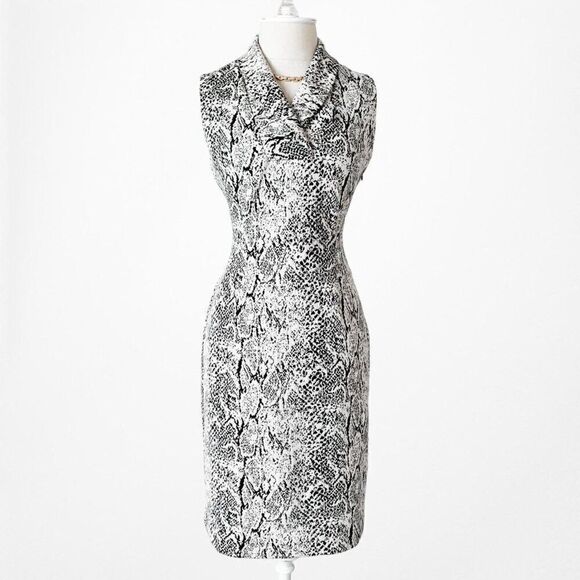 Vintage Y2K Calvin Klein Animal Print Gray Knee Length Bodycon Dress Size 4/M - Picture 3 of 5